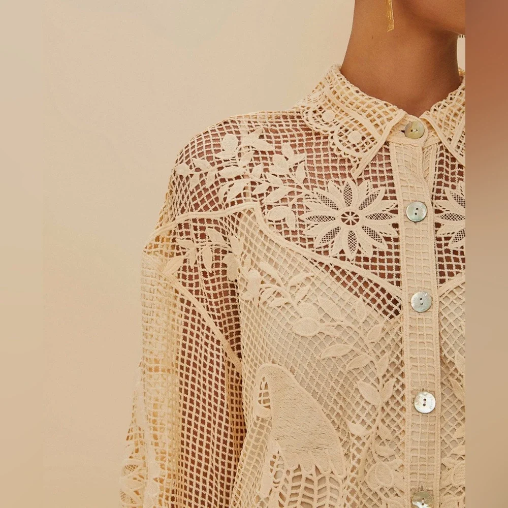 Farm Rio: Sand Landscape Guipure Shirt - Picture 10 of 13